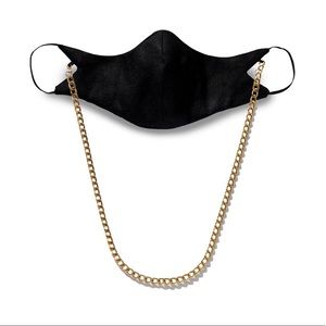 Second Wind Small Black Mask w Gold Chain